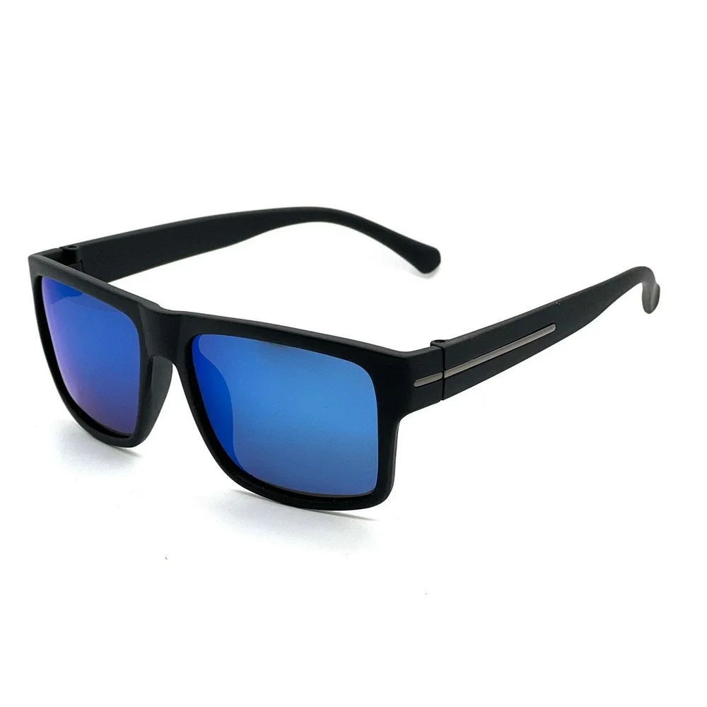 Polarized Sunglasses Men Driving Fishing Square Frame Blue Mirror Lens Gafas New